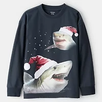 Carter's Holiday Little & Big Kid Boys Round Neck Long Sleeve Regular Fit Graphic T-Shirt