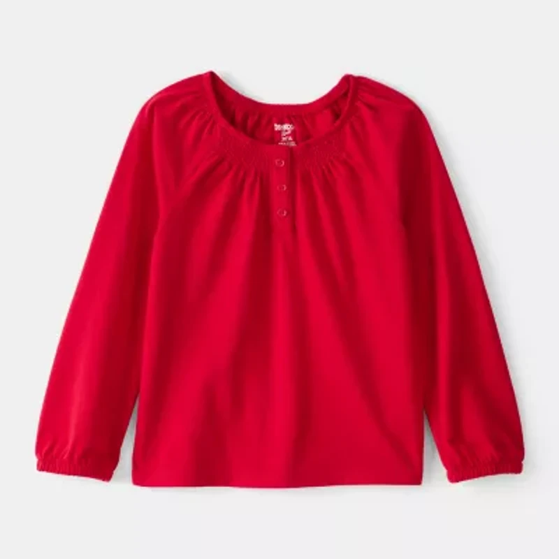 Oshkosh Toddler Girls Round Neck Long Sleeve Peasant Top