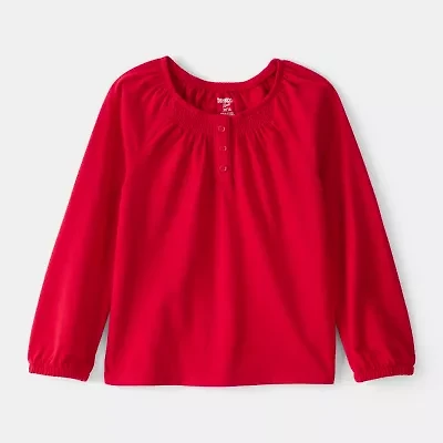 Oshkosh Toddler Girls Round Neck Long Sleeve Peasant Top