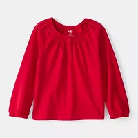 Oshkosh Toddler Girls Round Neck Long Sleeve Peasant Top