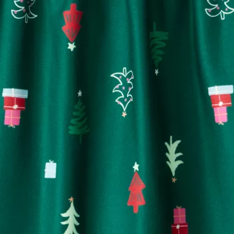 Carter's Family Matching Christmas Tree Toddler Girls Fleece Round Neck Long Sleeve 2-pc. Nightgown