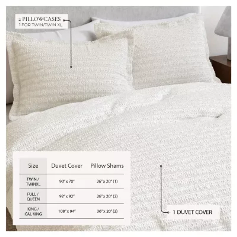 Linery 100% Cotton Waffle Weave Duvet Cover Set Duvet Cover Set