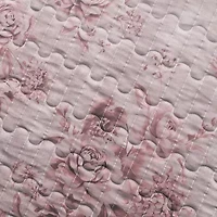 Linery Reversible Boho Floral With Scalloped Detail Cotton Quilt Set