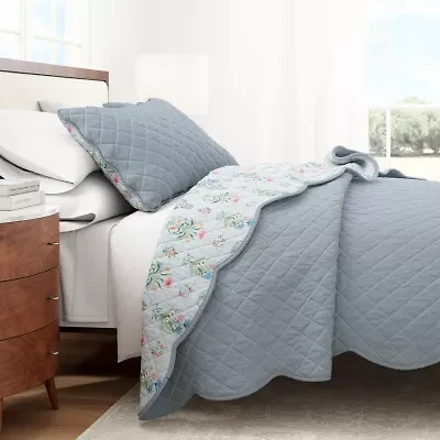Linery Elevated Floral Cotton Reversible Quilt Set