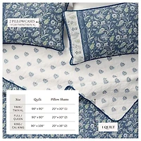 Linery Bordered Boho Floral Cotton Quilt Set Reversible