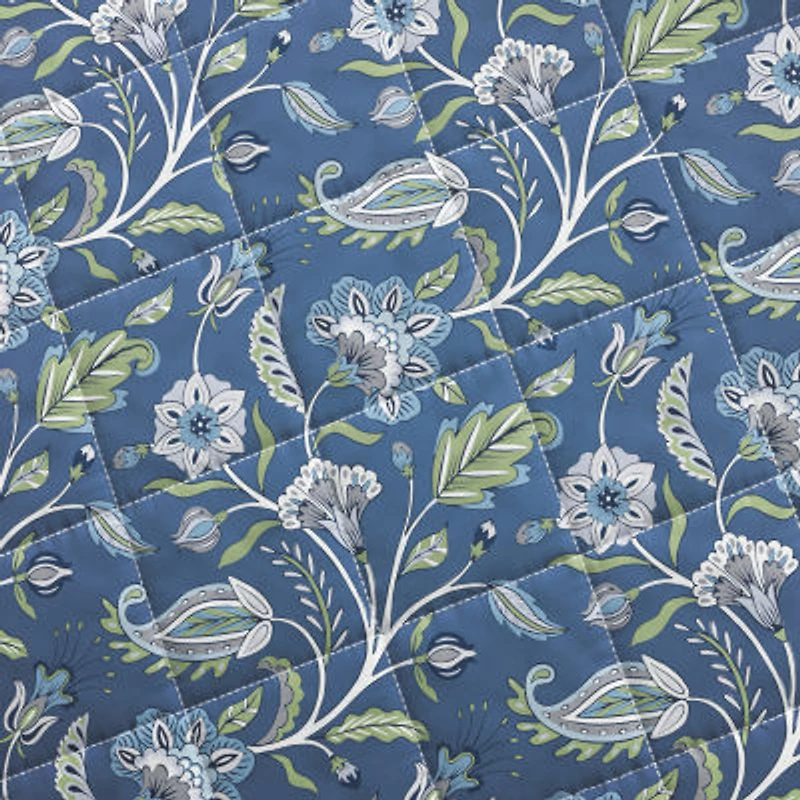 Linery Bordered Boho Floral Cotton Quilt Set Reversible