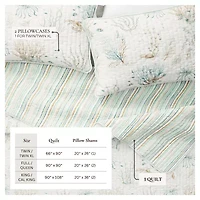 Linery Coastal Printed Cotton Quilt Set Reversible