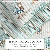 Linery Coastal Printed Cotton Quilt Set Reversible
