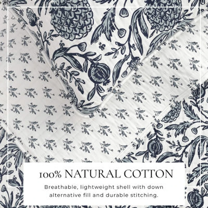 Linery Linery Coastal Printed Cotton Quilt Set Reversible Quilt Set