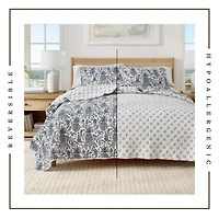 Linery Linery Coastal Printed Cotton Quilt Set Reversible Quilt Set