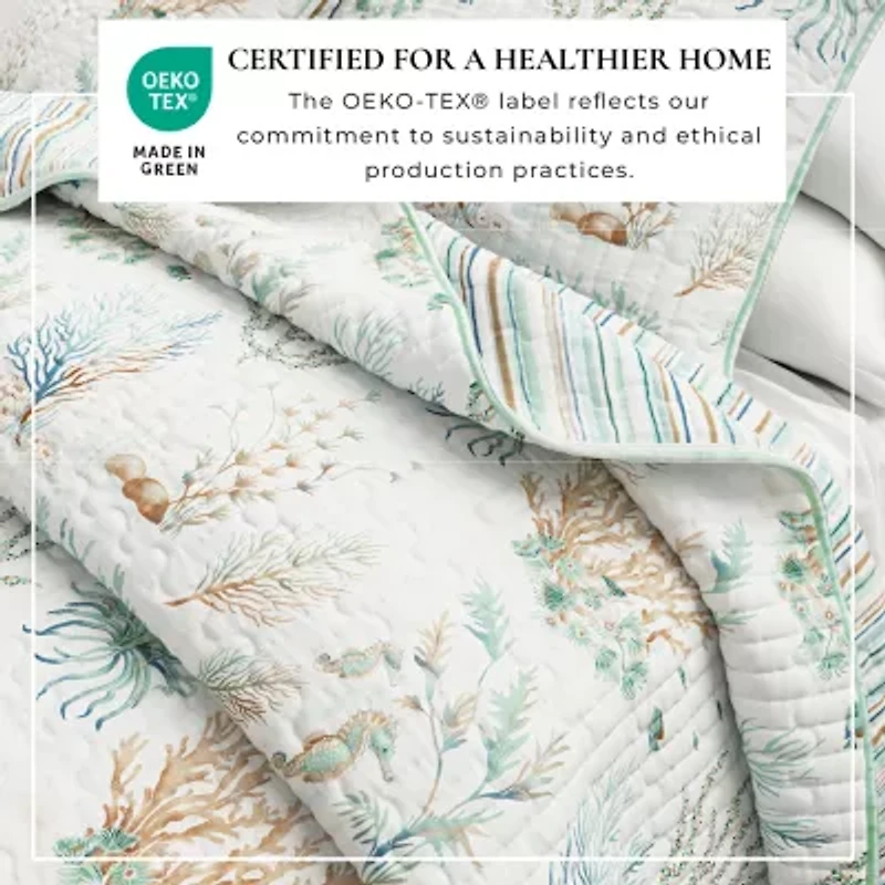 Linery Coastal Printed Cotton Quilt Set Reversible