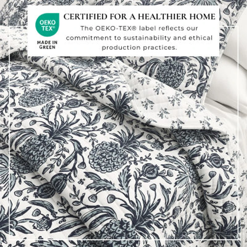 Linery Linery Coastal Printed Cotton Quilt Set Reversible Quilt Set