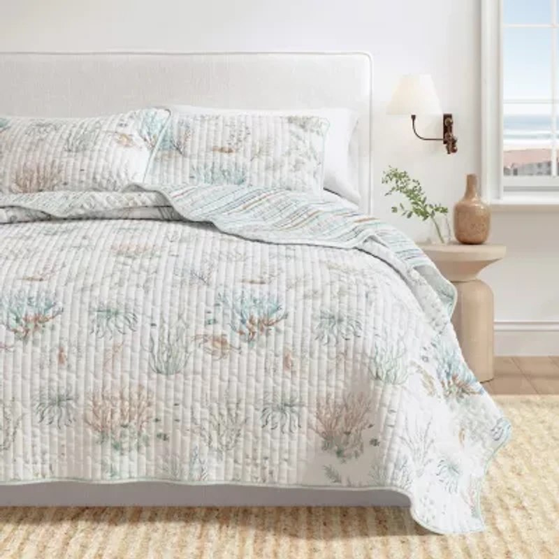 Linery Coastal Printed Cotton Quilt Set Reversible