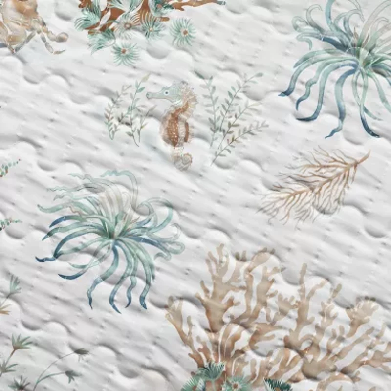 Linery Coastal Printed Cotton Quilt Set Reversible