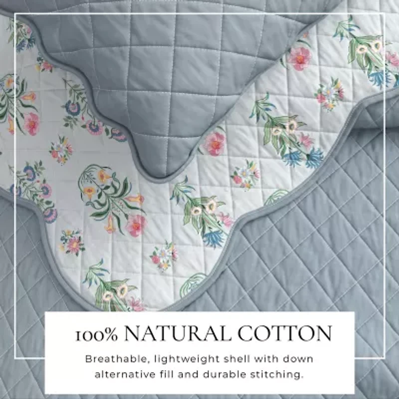 Linery Elevated Floral Cotton Reversible Quilt Set