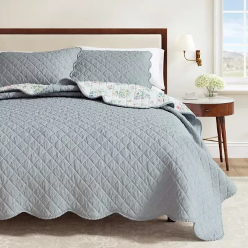 Linery Elevated Floral Cotton Reversible Quilt Set