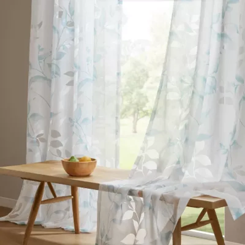 Madison Park Vera Burnout Printed Grommet Top Sheer Set of 2 Curtain Panel