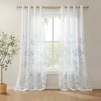 Madison Park Vera Burnout Printed Grommet Top Sheer Set of 2 Curtain Panel