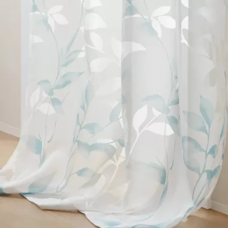 Madison Park Vera Burnout Printed Grommet Top Sheer Set of 2 Curtain Panel