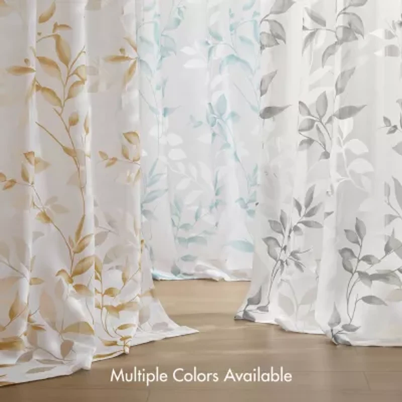 Madison Park Vera Burnout Printed Grommet Top Sheer Set of 2 Curtain Panel