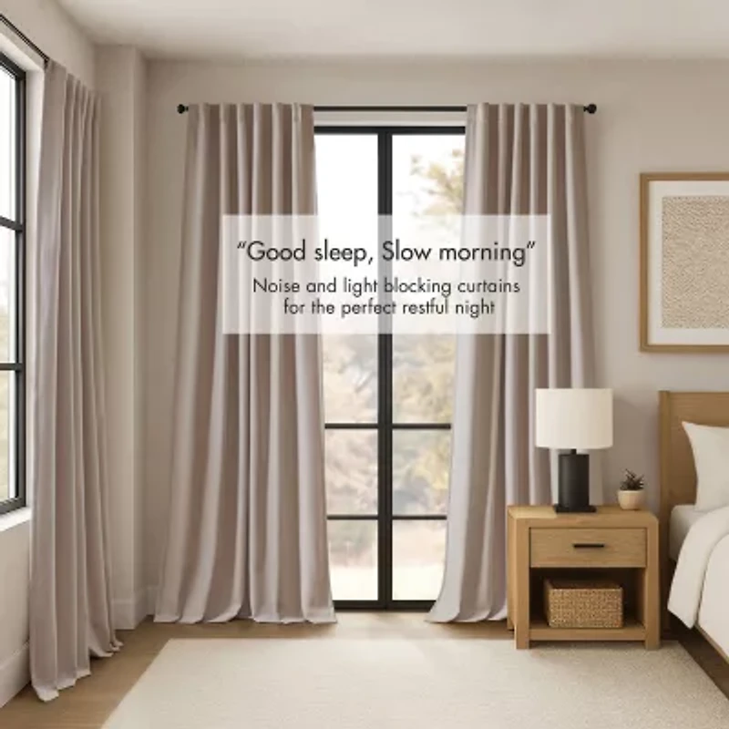 Madison Park Karien Sound Blocking Rod Pocket Back Tab 100% Blackout Set of 2 Curtain Panel