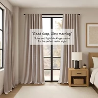 Madison Park Karien Sound Blocking Rod Pocket Back Tab 100% Blackout Set of 2 Curtain Panel