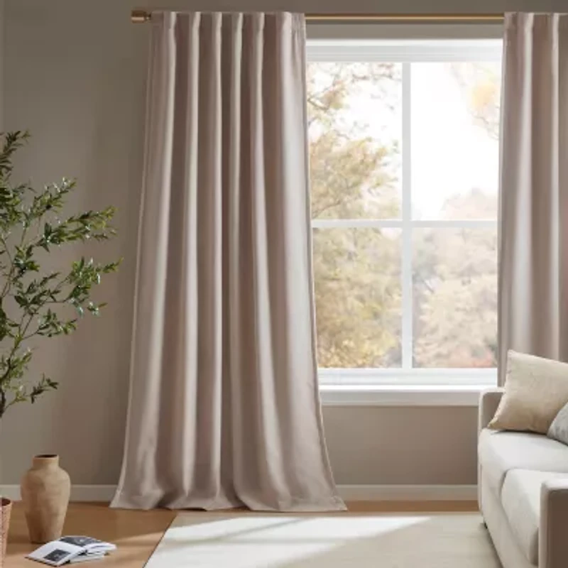 Madison Park Karien Sound Blocking Rod Pocket Back Tab 100% Blackout Set of 2 Curtain Panel