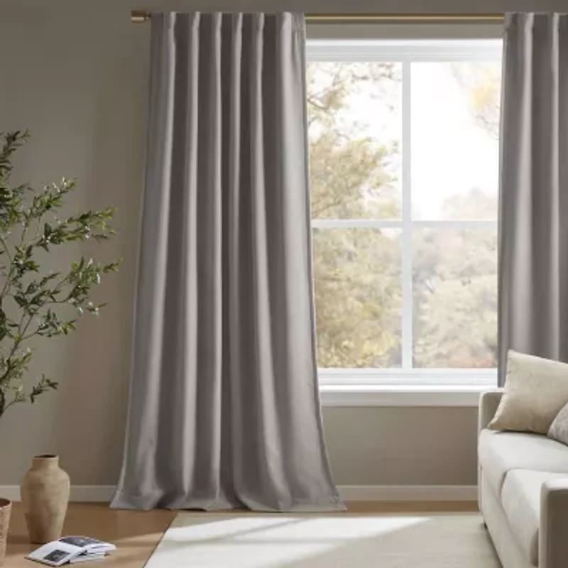 Madison Park Karien Sound Blocking Rod Pocket Back Tab 100% Blackout Set of 2 Curtain Panel