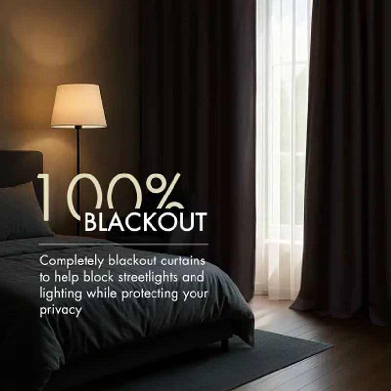 Madison Park Karien Sound Blocking Rod Pocket Back Tab 100% Blackout Set of 2 Curtain Panel