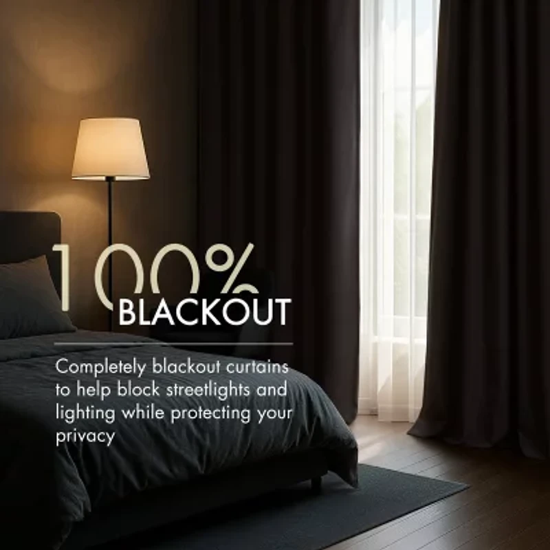Madison Park Karien Sound Blocking Rod Pocket Back Tab 100% Blackout Set of 2 Curtain Panel