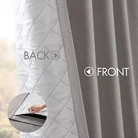 Madison Park Karien Sound Blocking Rod Pocket Back Tab 100% Blackout Set of 2 Curtain Panel