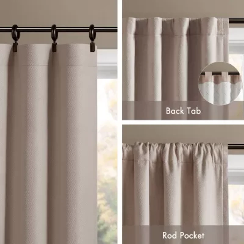 Madison Park Karien Sound Blocking Rod Pocket Back Tab 100% Blackout Set of 2 Curtain Panel