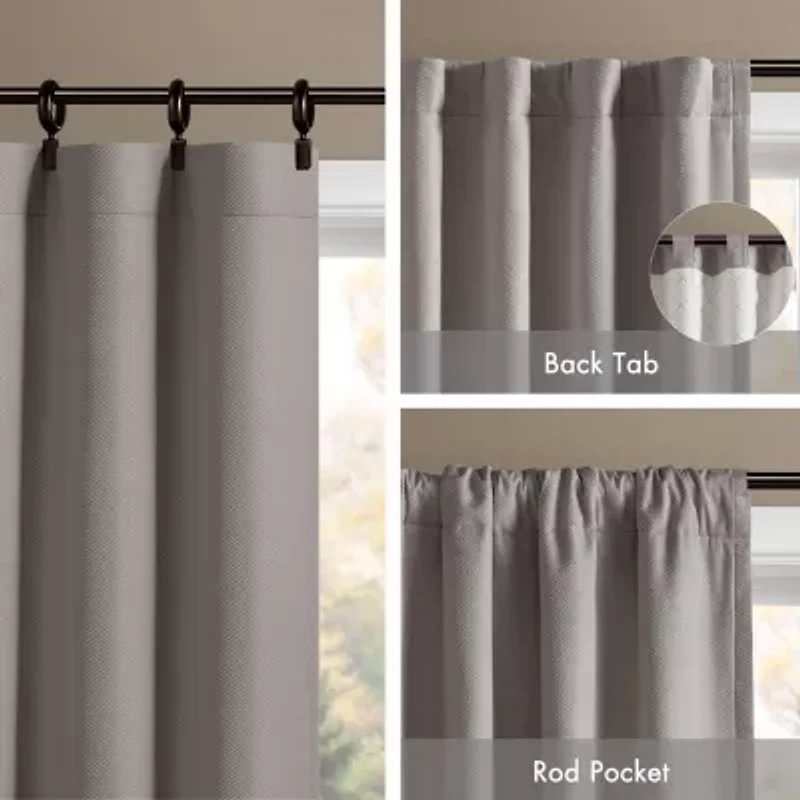 Madison Park Karien Sound Blocking Rod Pocket Back Tab 100% Blackout Set of 2 Curtain Panel