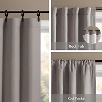 Madison Park Karien Sound Blocking Rod Pocket Back Tab 100% Blackout Set of 2 Curtain Panel