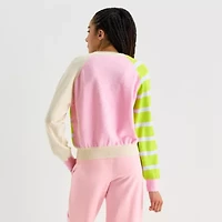 Womens Long Sleeve Button Grinch Juniors Striped Cardigan