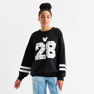 Womens Juniors Crew Neck Long Sleeve Mickey and Friends Sweatshirt
