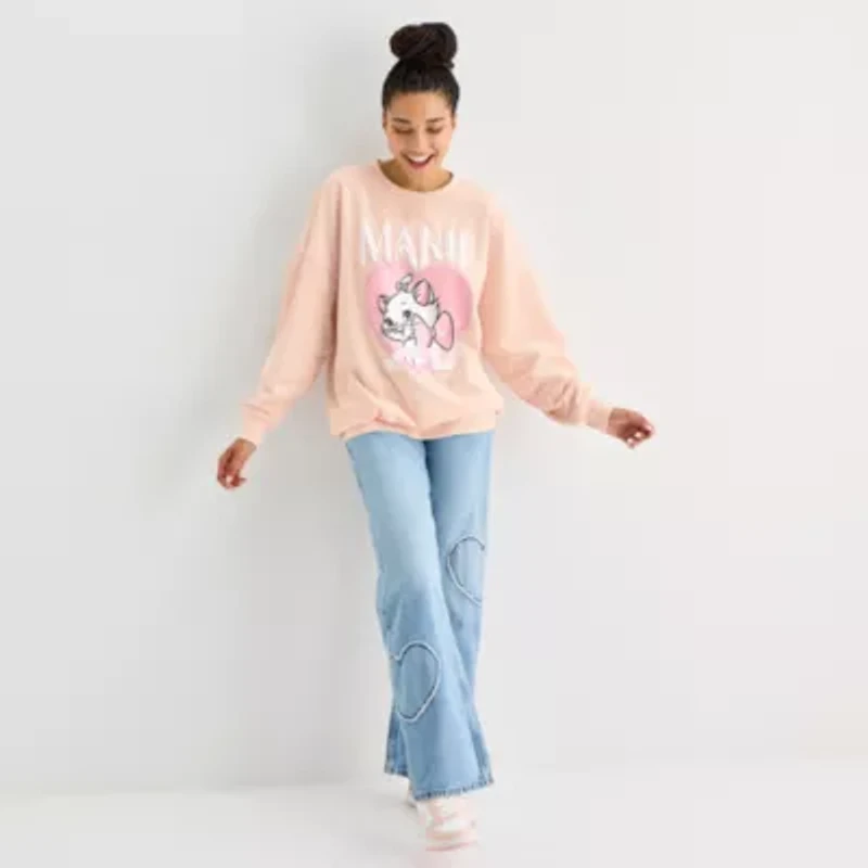 Aristocats Sweatshirt Womens Juniors Crew Neck Long Sleeve
