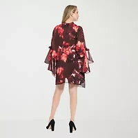 London Times Womens Long Sleeve Shift Dress