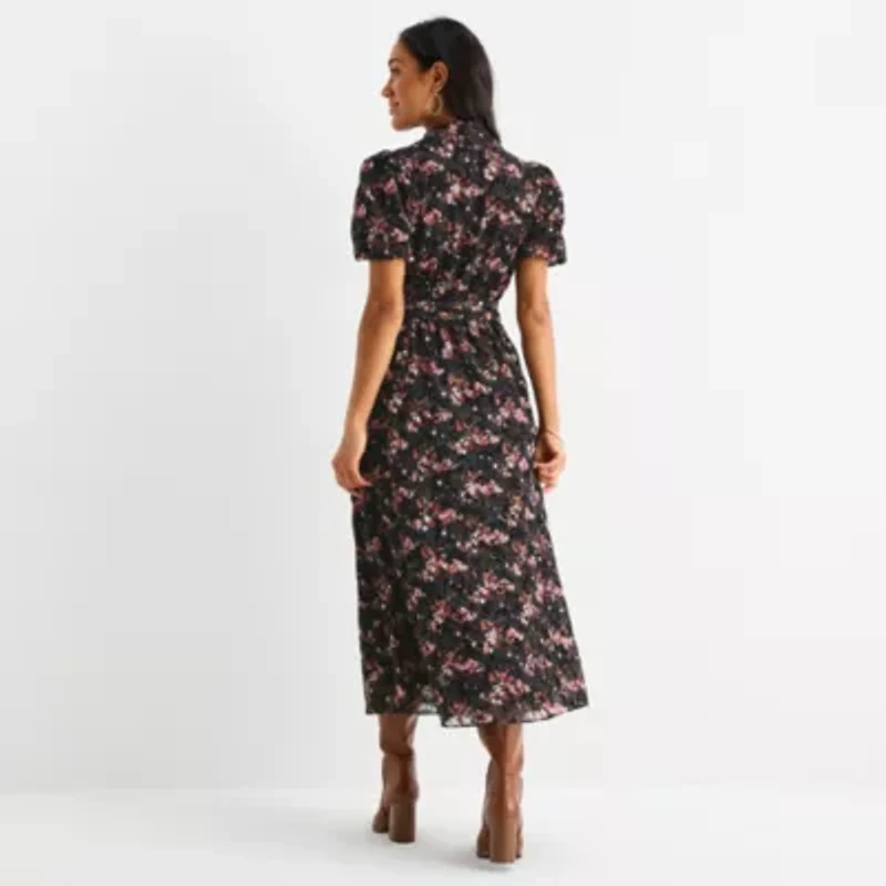 52seven Womens Short Sleeve Floral Shirt Dress