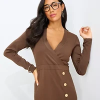 Maia Womens Long Sleeve Midi Sweater Dress