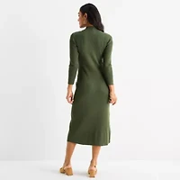 52seven Womens Long Sleeve Midi Sweater Dress