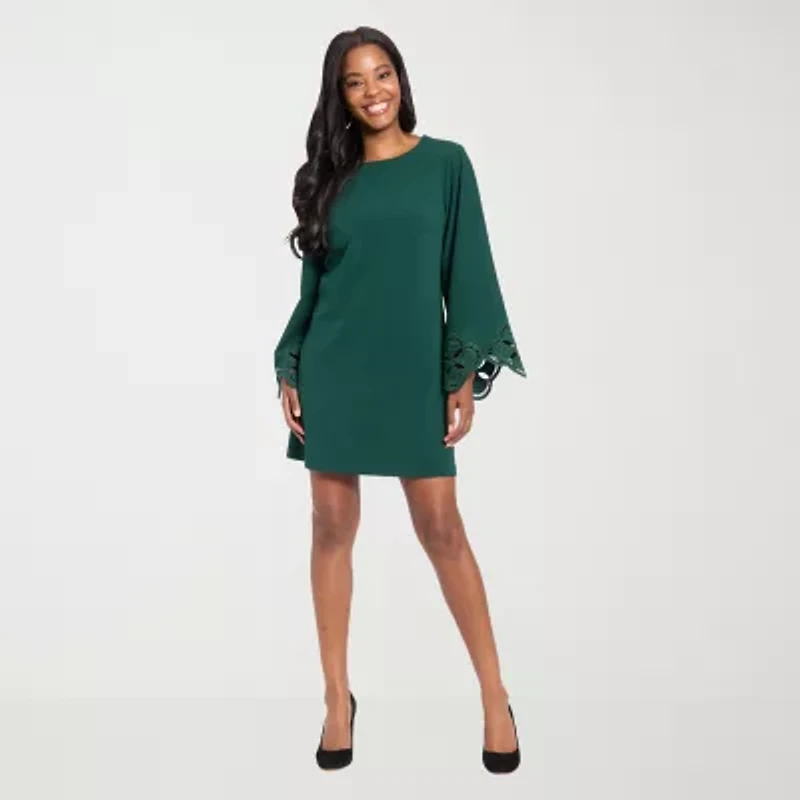 Clover And Sloane Womens Long Sleeve Shift Dress