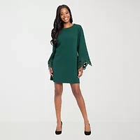 Clover And Sloane Womens Long Sleeve Shift Dress