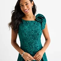 Brianna Milay Womens Sleeveless Applique Midi Fit + Flare Dress
