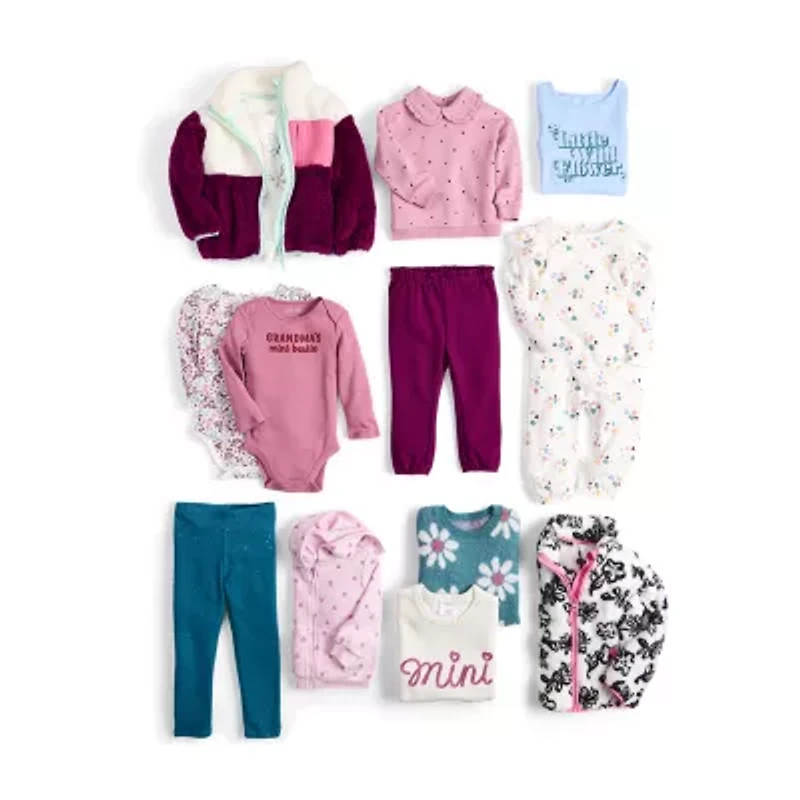 Okie Dokie Baby Girls Round Neck Long Sleeve Rib Bodysuit