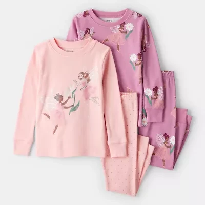 Carter's Toddler Girls Rib Round Neck Long Sleeve 4-pc. Pajama Sets