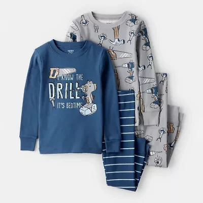 Carter's Toddler Boys Rib Round Neck Long Sleeve 4-pc. Pajama Sets
