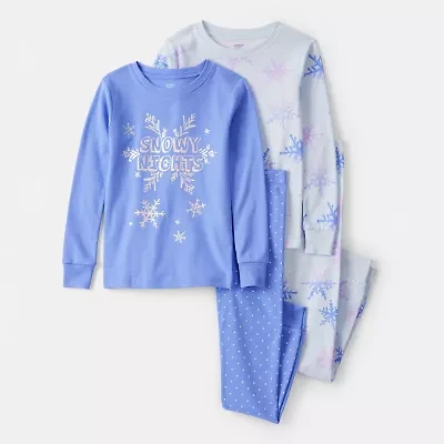 Carter's Little & Big Kid Girls Rib Round Neck Long Sleeve 4-pc. Pajama Sets