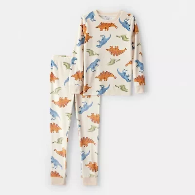 Carter's Velboa Little & Big Kid Boys Round Neck Long Sleeve 2-pc. Pajama Sets