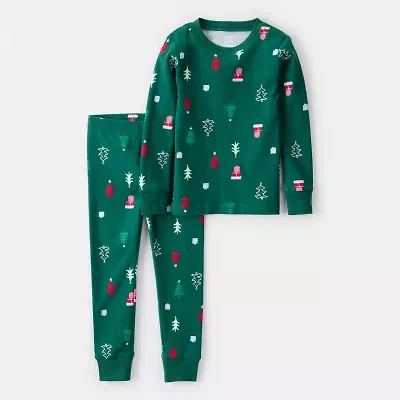 Carter's Family Matching Christmas Trees Toddler Unisex Round Neck Long Sleeve 2-pc. Pajama Sets